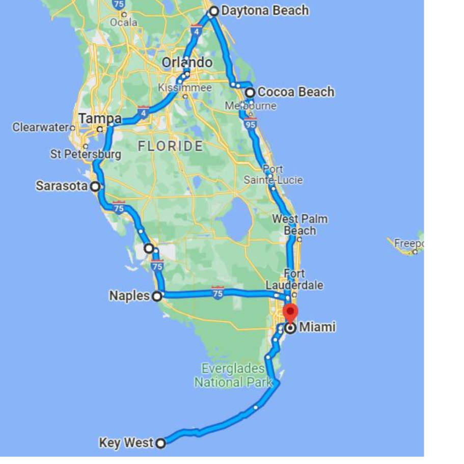 carte roadtrip Californie